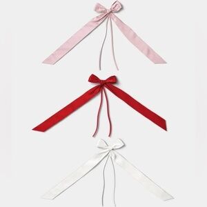 THRESHOLD NWT 6pc oversized satin bows -pink red cream